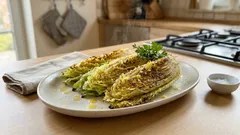 Überbackener Chinakohl mit Zitronen-Vinaigrette – leichtes Ofengemüse mit Röstaromen