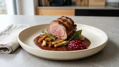 Wildschweinkeule aus dem Bräter: erst kräftig anbraten, dann butterzart schmoren