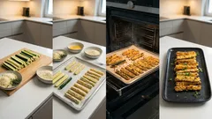 Knusprige Zucchini-Pommes aus dem Ofen – mit Parmesan-Kräuter-Kruste & Senf-Dip