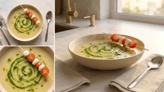 Cremige Kartoffelsuppe mit Basilikumsahne – schnell gekocht und herrlich aromatisch