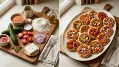 Kleine Linsen-Pizzen mit Feta & Zucchini – knuspriges Fingerfood aus dem Ofen