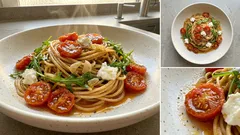 Pasta mit Ziegenkäse, Rucola und Kirschtomaten – in 25 Minuten auf dem Tisch