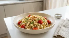 Quinoa-Sellerie-Pfanne mit Kohlrabi – leichtes Rezept mit Dill und Mandeln