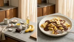 Bananen-Pfannkuchen mit warmer Schokosauce – so gelingen sie schön dünn